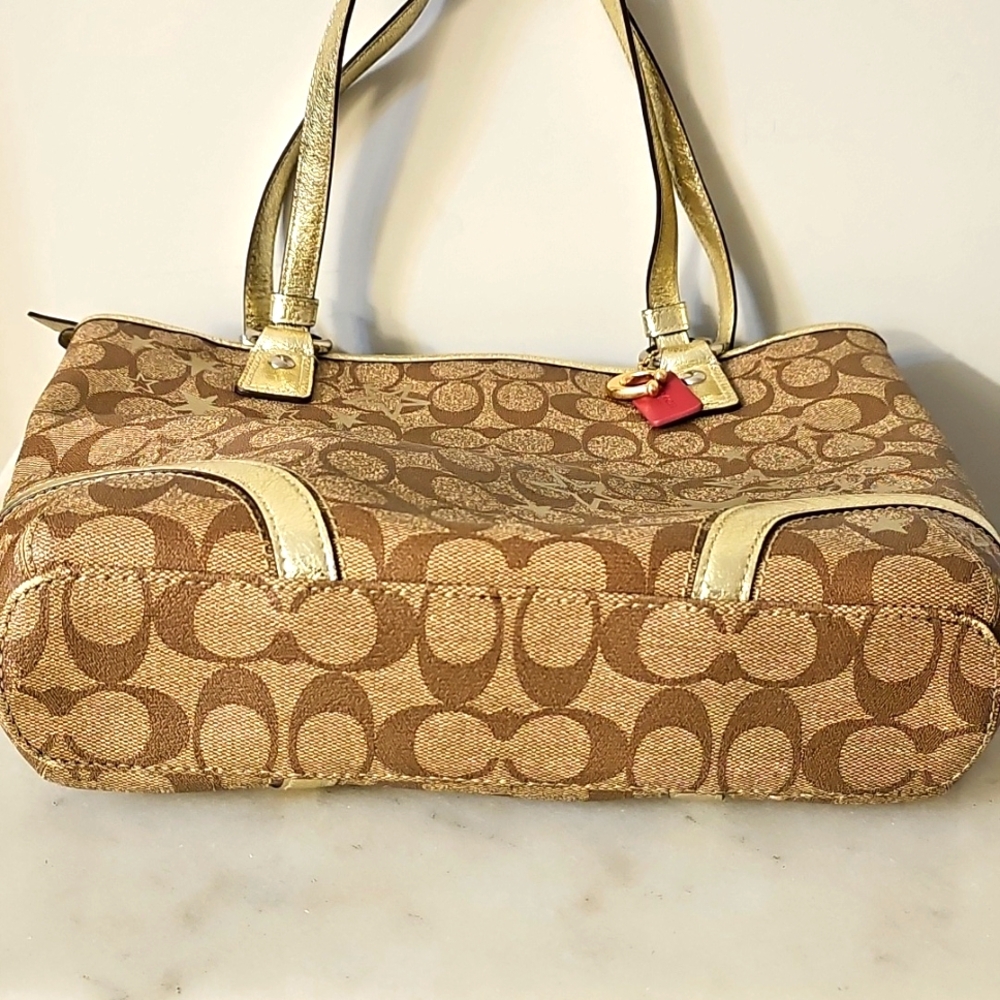 Coach Gold and Tan Tote Bag - Picture 9 of 12